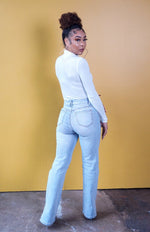 Side Split Light Wash Jeans